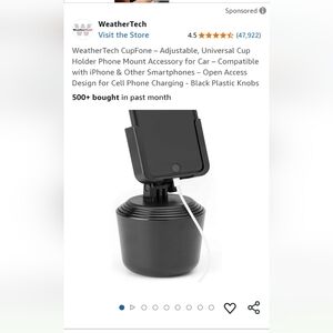 Weather Tech CupFone Cell Mobile Phone Holder Black
